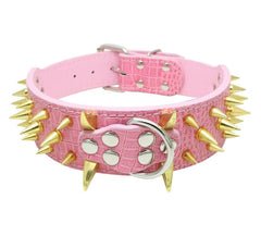 RAZOR SHARP Spiked Studded Rivet PU Leather Dog Pet Puppy Collar 2" Large XLARGE