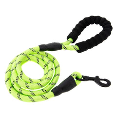 5FT Service Dog Rope Leash Lead Train Padded Handle Reflective Nylon M L Black