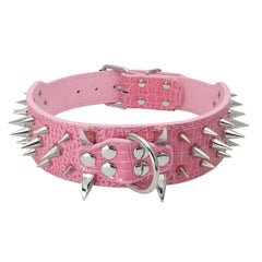 RAZOR SHARP Spiked Studded Rivet PU Leather Dog Pet Puppy Collar 2" Large XLARGE