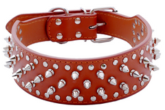 Spiked Studded PU Leather Dog Collar Pit Bull BLACK L XL FOR LARGE BREEDS