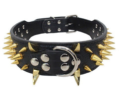 RAZOR SHARP Spiked Studded Rivet PU Leather Dog Pet Puppy Collar 2" Large XLARGE