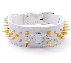 RAZOR SHARP Spiked Studded Rivet PU Leather Dog Pet Puppy Collar 2" Large XLARGE