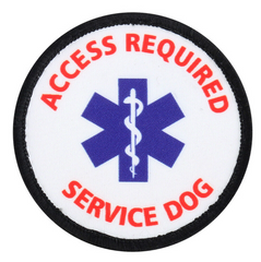 SERVICE DOG, EMOTIONAL SUPPORT ANIIMAL ESA E.S.A. PATCHES SMALL MEDIUM ROUND