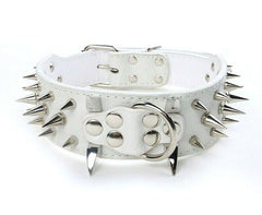 RAZOR SHARP Spiked Studded Rivet PU Leather Dog Pet Puppy Collar 2" Large XLARGE