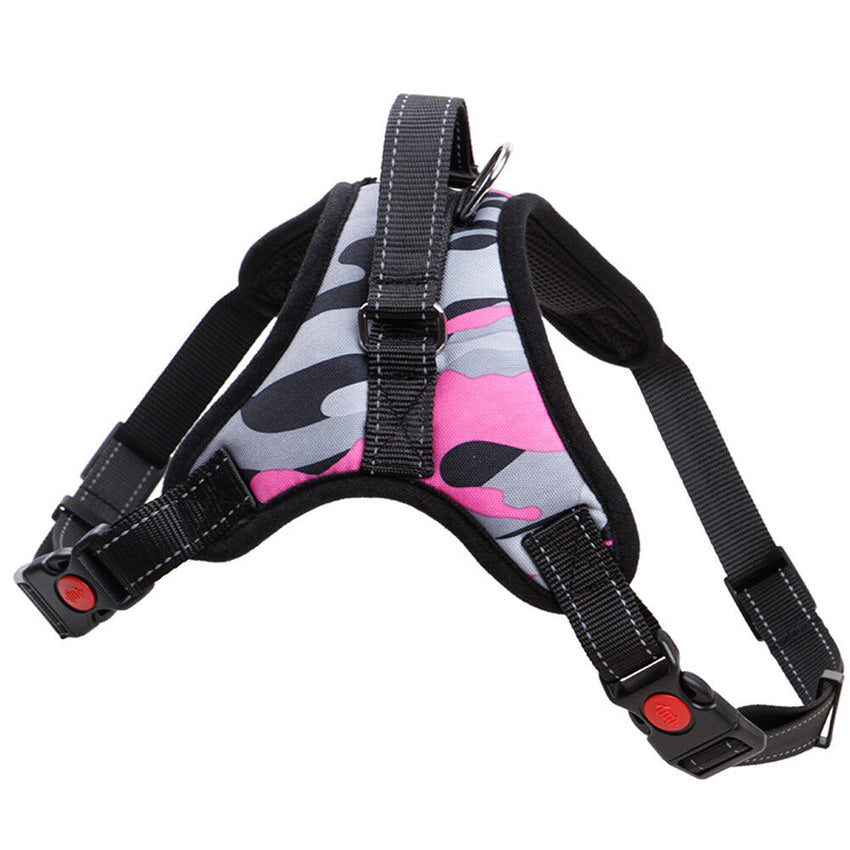 Pink No Pull Adjustable Dog Pet Vest Harness Quality Nylon XS - XXL PINK CAMO