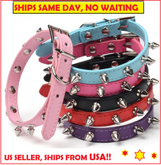 Studded Small Spiked Rivet Dog Pet Leather Collar Pink Red Black Purple Small XS
