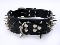 RAZOR SHARP Spiked Studded Rivet PU Leather Dog Pet Puppy Collar 2" Large XLARGE