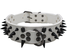 RAZOR SHARP Spiked Studded Rivet PU Leather Dog Pet Puppy Collar 2" Large XLARGE