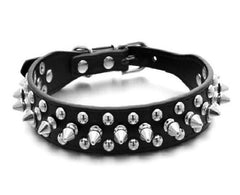 Small Dog Spiked Studded Rivets Pet SML Leather Collar Can Go With Harness BLACK