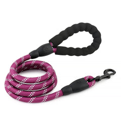 5FT Service Dog Rope Leash Lead Train Padded Handle Reflective Nylon M L Black