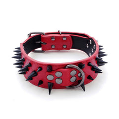 RAZOR SHARP Spiked Studded Rivet PU Leather Dog Pet Puppy Collar 2" Large XLARGE