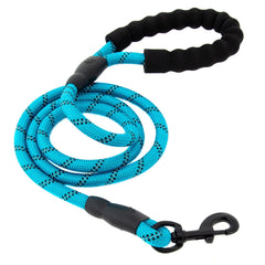 5FT Service Dog Rope Leash Lead Train Padded Handle Reflective Nylon M L Black