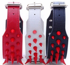 RAZOR SHARP Spiked Studded Rivet PU Leather Dog Pet Puppy Collar 2" Large XLARGE