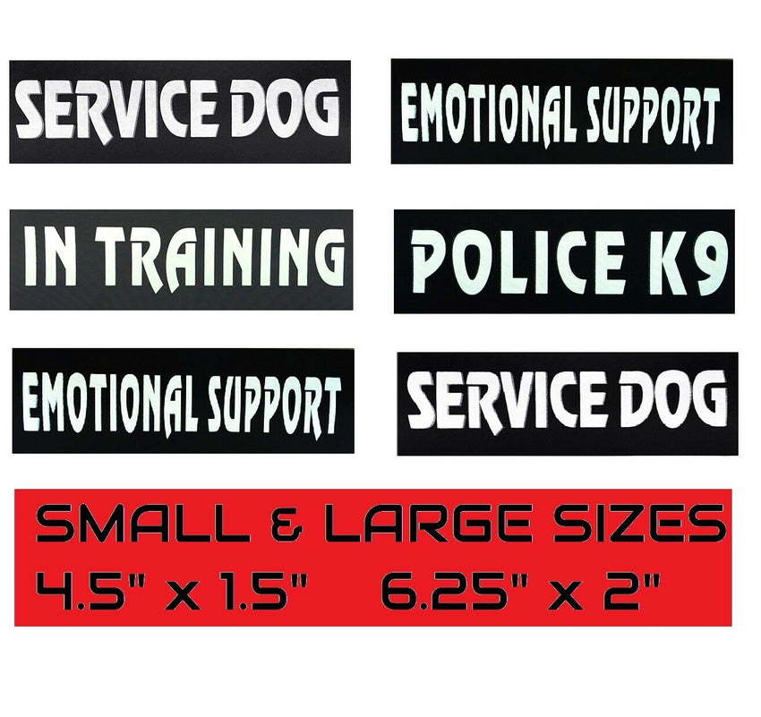 Pair Of SERVICE DOG • EMOTIONAL Velcro Patches Reflective Tag Harness Vest