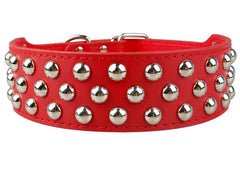 NEW PU Leather Dog Collar Rivets Studs Pit Bull Terrier Pets Large L XL 2" WIDE