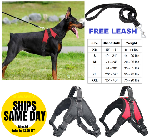 No Pull Adjustable Dog Pet Vest Harness Quality Nylon PLUS LEASH XS S M L XL XXL