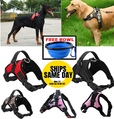 No Pull Adjustable Dog Pet Vest Harness Quality Nylon PLUS BOWL XS S M L XL XXL FREE BOWL